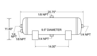 Firestone Ride-Rite - Firestone Ride-Rite 9246 Air Tank 5 Gal 20.75 Len 3-1/4" & 2-1/8" NPT Ports