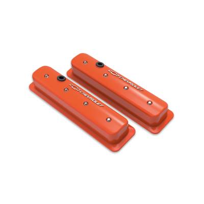 Holley - Holley 241-293 Orange Muscle Series Valve Cover Set for 87-02 Chevy/GMC/Pontiac