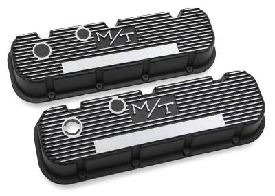 Holley - Holley Performance 241-85 Black M/T Retro Alu. Valve Covers for 63-89 Chevy/GMC