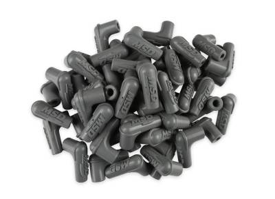 MSD - MSD Ignition 34514 90-DEG Logo Spark Plug Boots Gray Silicone 50EA