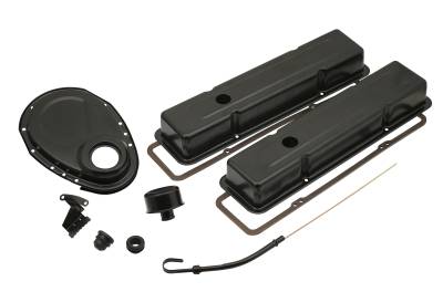 Mr Gasket - Mr Gasket 9834BP Flat Black Engine Dress-Up Kit 60-85 Chevy 262-400 Small Block