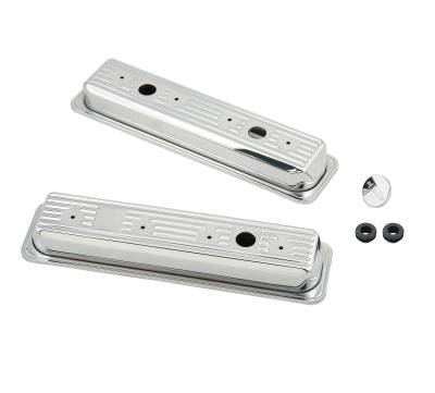 Mr Gasket - Mr Gasket 9415 Chrome Valve Covers Finned 87-02 Chevy 305-350 Gen-I Small Block