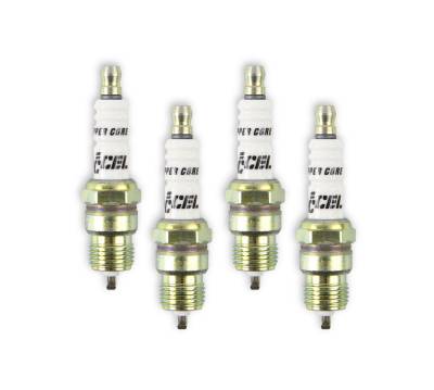 ACCEL - ACCEL 0576S-4 U-Groove Resistor Header Spark Plug 14mm Thread .460" Reach 4PC