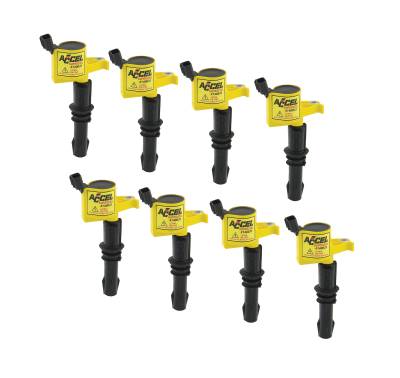 ACCEL - ACCEL 140033-8 Ignition Coil for 04-08 Ford 4.6L/5.4L/6.8L 3-valve Yellow 8PC