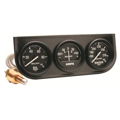 AutoMeter - AutoMeter 2393 Console Gauge Oil/Amp/Water Temp Black 100 PSI/280F/60A 2-1/16"