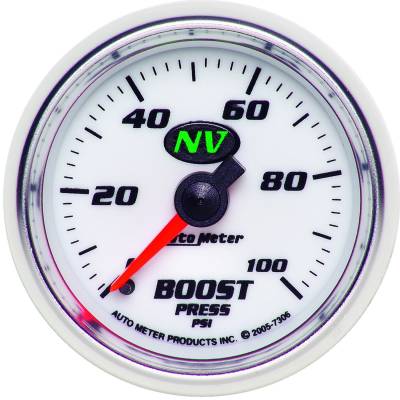 AutoMeter - AutoMeter 7306 NV Mechanical Boost Gauge 0-100 PSI 2-1/16"