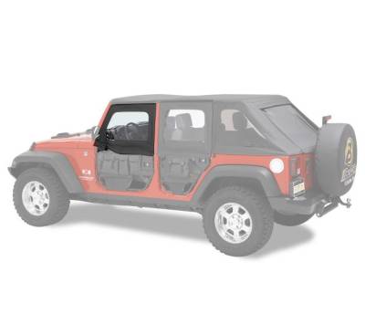 Bestop - Bestop 51805-17 Front Element Upper Soft Doors Black Twill for 07-18 Wrangler JK
