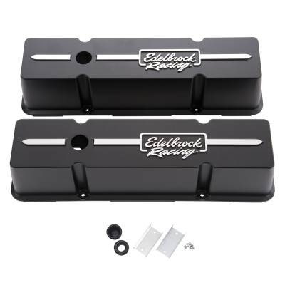 Edelbrock - Edelbrock 41643 Racing Series Valve Covers for Chevy 262-400 V8 1959-86.