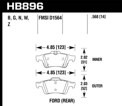 Hawk Performance - Hawk Performance HB896B.568 HPS 5.0 Disc Brake Pad for 16-18 Ford Focus