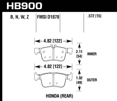 Hawk Performance - Hawk Performance HB900W.572 DTC-30 Disc Brake Pad for 16-19 Civic RDX