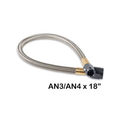 NOS/Nitrous Oxide System - NOS 15345BNOS Stainless Steel Braided Hose w/Black Fittings -4AN to -3AN 18"