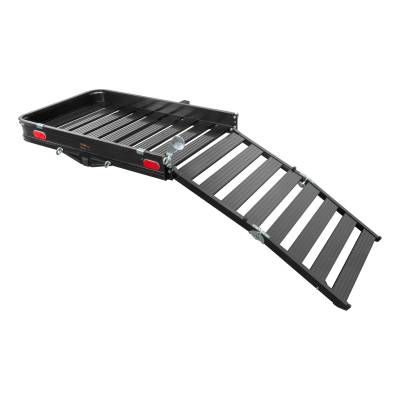 CURT - CURT 18112 50" x 30" Black Aluminum Hitch Cargo Carrier w/Ramp Folding 2" Shank