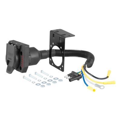 CURT - CURT 57676 Electric Adapter w/Tester 4Way Flat Vehicle To 7Way RV Blade Trailer