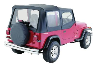 Crown Automotive Jeep Replacement - Crown Automotive CT20015 Black Denim Soft Top for 87-95 Jeep Wrangler YJ