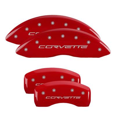 MGP Caliper Covers - MGP Caliper Covers 13008SCV6RD Front/Rear Red for 05-13 Chevrolet Corvette