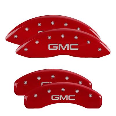 MGP Caliper Covers - MGP Caliper Covers 34208SGMCRD Front/Rear 4pc Red for GMC Sierra 1500