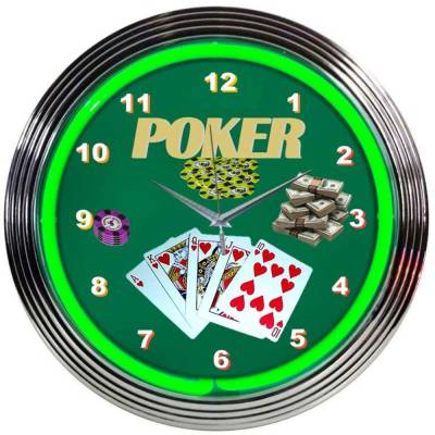 Neonetics - Neonetics 8POKER Poker Green Neon Clock