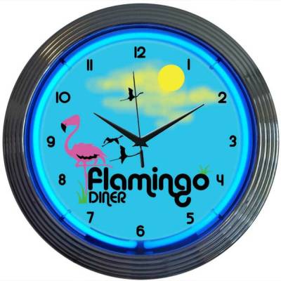 Neonetics - Neonetics 8FLAMX Flamingo Diner Neon Clock