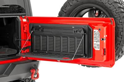 Rough Country Suspension Systems - Rough Country Folding Rear Tailgate Table Black for 18-25 Jeep Wrangler JL 10625