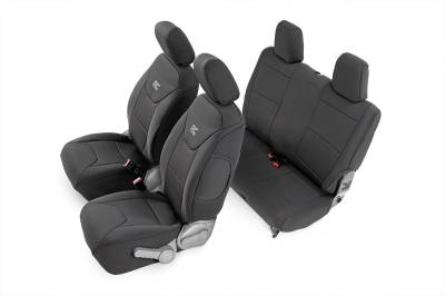 Rough Country Suspension Systems - Rough Country 91005 Front/Rear Seat Covers Black for 07-10 Wrangler JK 2DR