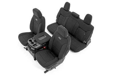 Rough Country Suspension Systems - Rough Country 91039 Front Seat Covers Black for 19-26 Silverado/Sierra 1500 Crew