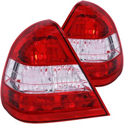 Anzo USA - Anzo USA 221157 Chrome Euro Red/Clear Lens Taillight for 94-00 Mercedes C-Class