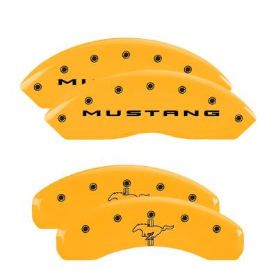 MGP Caliper Covers - MGP Caliper Covers 10202SMB2YL F/R 4pc Engraved MGP Yellow for 15-23 Mustang