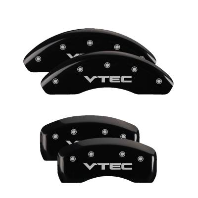 MGP Caliper Covers - MGP Caliper Covers 20218SVTCBK Front/Rear 4pc Black w/Silver VTEC