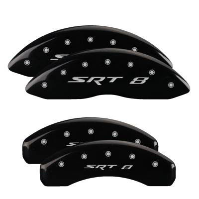 MGP Caliper Covers - MGP Caliper Covers 42020SSR8BK 4pc Black w/Silver Engraved SRT-8