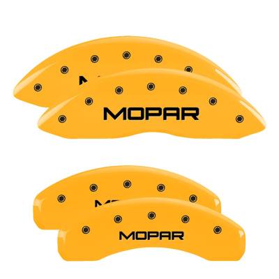 MGP Caliper Covers - MGP Caliper Covers 42020SMOPYL 4pc Yellow w/Black Engraved MOPAR