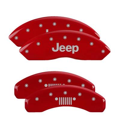 MGP Caliper Covers - MGP Caliper Covers 42019SJPLRD FR/RR 4pc Red w/Silver Grille for 18-26 Jeep