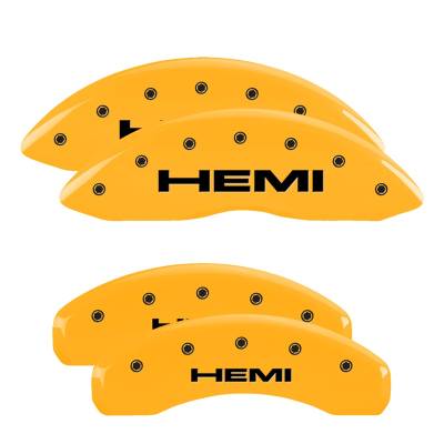 MGP Caliper Covers - MGP 42020SHEMYL 4Pc Yellow Finish Black Hemi Yellow powder Coat Finish