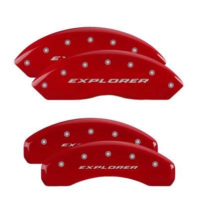 MGP Caliper Covers - MGP Caliper Covers 10252SXPLRD F/R 4Pc Engraved Red for 20-25 Ford Explorer