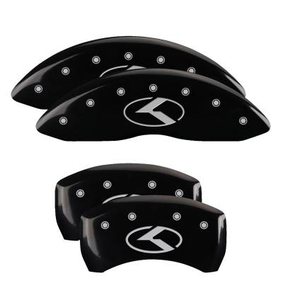 MGP Caliper Covers - MGP Caliper Covers 21196SCRKBK Front/Rear 4pc Black w/Silver Circle-K Kia Logo