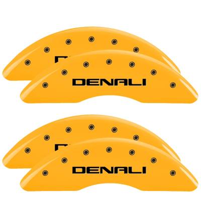 MGP Caliper Covers - MGP Caliper Covers 34219SDNLYL 4pc Yellow Engraved Denali 20-25 Sierra 2500/3500