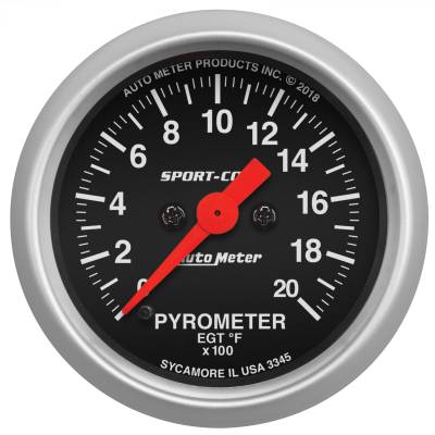 AutoMeter - AutoMeter 3345 Sport-Comp Digital Pyrometer Gauge Kit 0-2000 -DEG F 2-1/16"