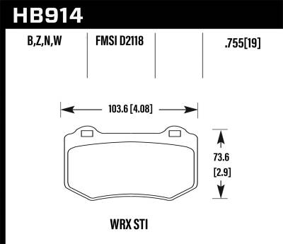 Hawk Performance - Hawk Performance HB914N.580 HP Plus Disc Brake Pad for 18-20 WRX STI