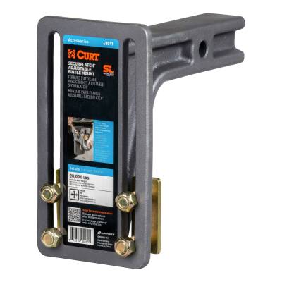 CURT - CURT 48011 SecureLatch Adjustable Pintle Mount 2" Shank 20000 lbs.
