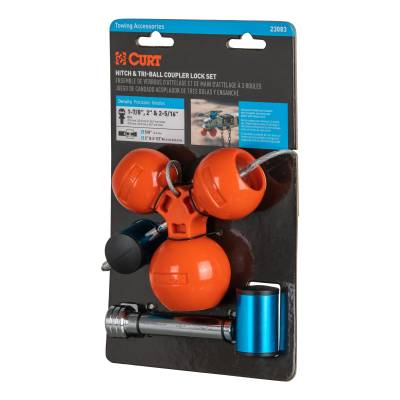 CURT - Hitch & Tri-Ball Coupler Lock Set Up To 2.5" Receiver 1-7/8" 2" 2-5/16"
