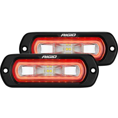 Rigid Industries - Rigid Industries 53222 SR-L Off-Road Spreader Pod Flush Mount Red Halo Pair