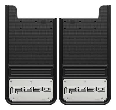 Gatorback - Gatorback GA1223F250-2 12"x23" Universal Black Mud Flaps F250 Logo