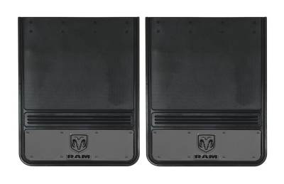 Gatorback - Gatorback GM1924RV 19"x24" Rear Dually Black Mud Flaps for RAM Head Logo