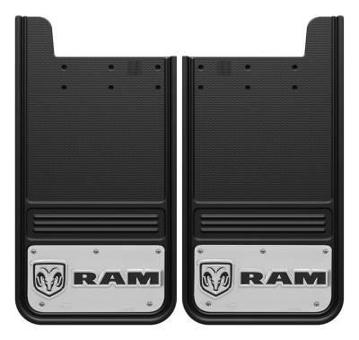 Gatorback - Gatorback GB1223RH 12"x23" Universal Black Mud Flaps for RAM Head Logo