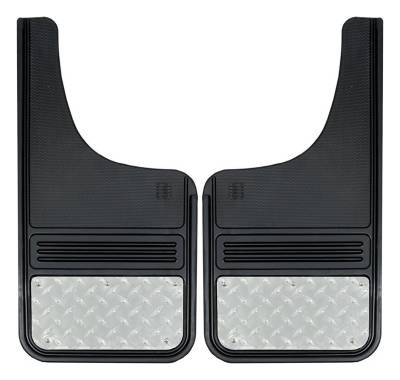 Gatorback - Gatorback GB1223CUTTB 12"x23" Cut-Style Black Mud Flaps Tread Brite
