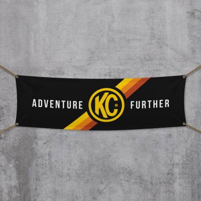 KC Hilites - KC HiLiTES 9902 Banner 18X60 Adventure Further Logo Black Yellow