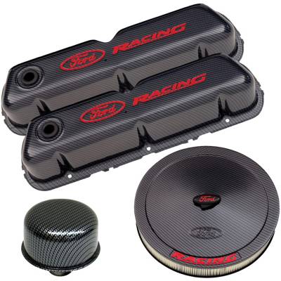 Ford Performance Parts - Ford Perf. 302-520 Complete Dress Up Kit Carbon Fiber Style Finish w/Red Logo