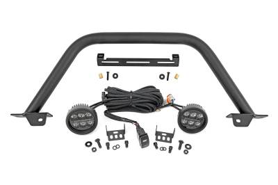 Rough Country Suspension Systems - Rough Country 51111 3.5" Black Front Bumper Safari Bar w/LED for 21-26 Bronco