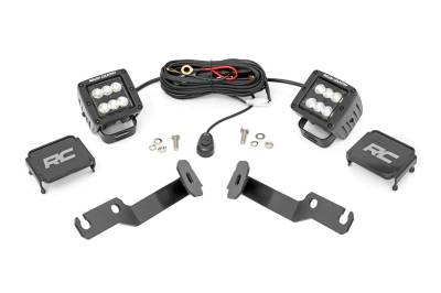 Rough Country Suspension Systems - Rough Country 71088 A-Pillar 2" LED Ditch Light Kit-Flood for 05-15 Tacoma
