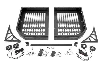 Rough Country Suspension Systems - Rough Country 93057 Rear Cargo Rack Tray w/LEDs Black for Polaris Ranger 1000