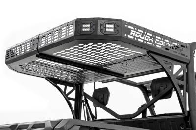 Rough Country Suspension Systems - Rough Country 97027 Rear Cargo Rack Tray w/LEDs Black for Can-Am Defender HD